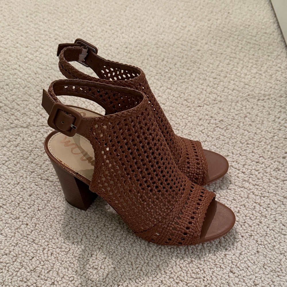 Sam Edelman Brown Peep-Toe Heeled Sandals